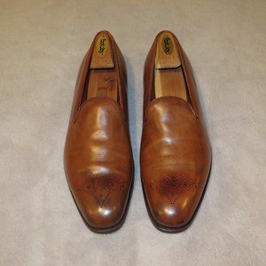Edward Green Bamford Edwardian Antique Brown Leather Wholecut Loafers 11.5